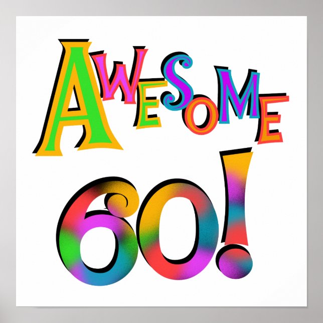 Poster Superbe 60 T-shirts et cadeaux d'anniversaire (Devant)