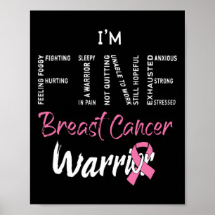 Poster Superbe guerrière du cancer du sein Ruban rose Can