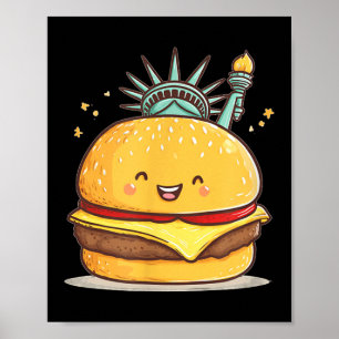 Poster Superbe Statue Liberty Burger Costume Pour Garçons