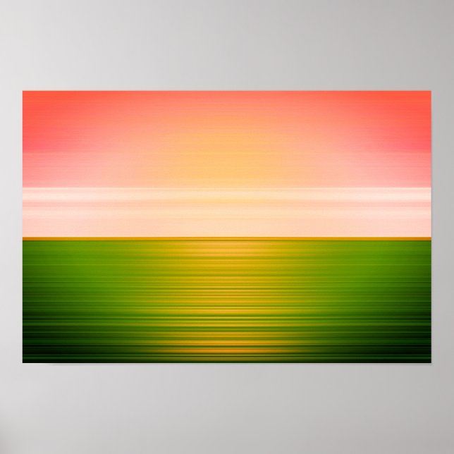 Poster Superbe Sunrise Green Field Art Abstrait (Devant)