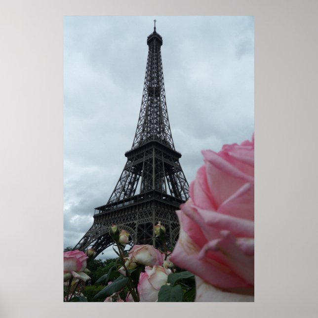 Poster Superbe Tour Eiffel aux roses roses roses Paris (Devant)