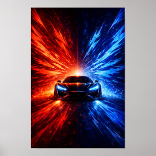 Poster Supercar Neon Split Speed – Bourses d'énergie roug