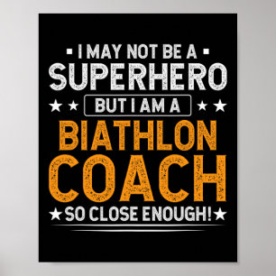 Poster Superhero entraîneur de biathlon amusant entraîneu