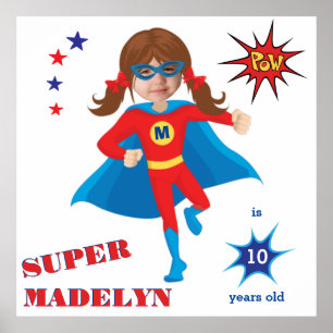 Poster Superhero fille sensationnelle Anniversaire fantas