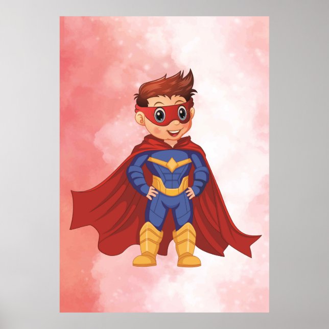Poster Superhero Garçon en Bleu - Amusants Enfants Mur Ar (Devant)