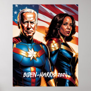 Poster Superhero Joe Biden et Kamala Harris