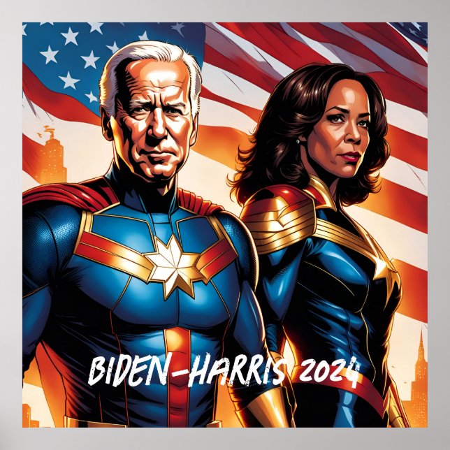 Poster Superhero Joe Biden et Kamala Harris (Devant)