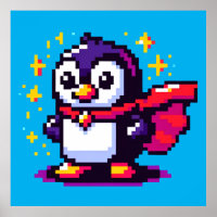 Superhero Penguin Cute Pixel Art Caractère Design