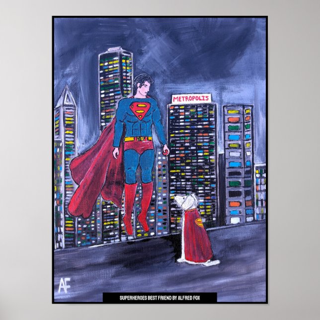 Poster Superheroes Meilleur Ami Peinture par Alfred Fox (Devant)