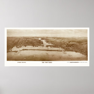 Poster Supérieur, WI - Duluth, MN Carte panoramique - 191