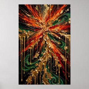 Poster Supernova Dorée - Feu d'Émeraude Luxueux et Or Dr