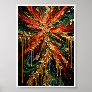 Poster Supernova Dorée - Luxe Feu d'Émeraude et Or Dr