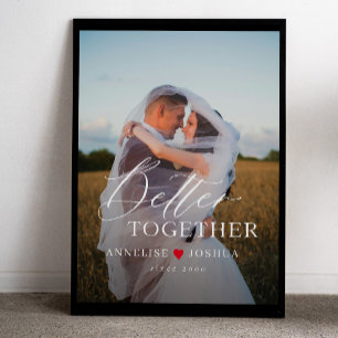 Poster Superposition de photo de couple de mariage élégan
