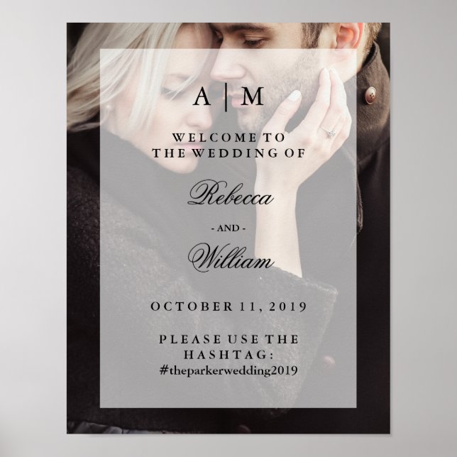 Poster Superposition photo moderne | Mariage Bienvenue et (Devant)
