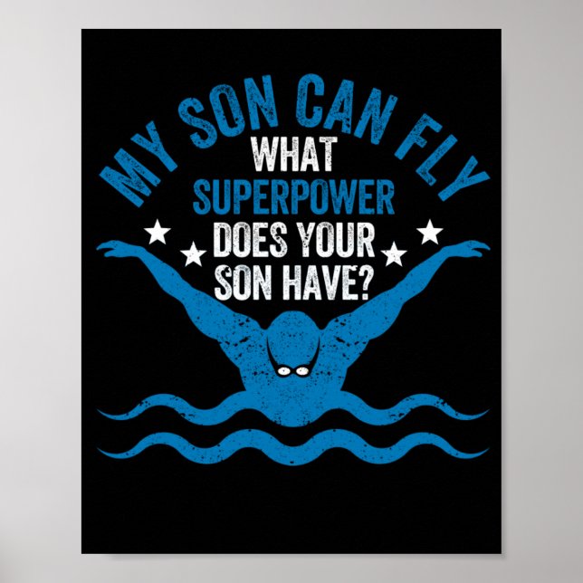 Poster Superpower Funky Maman Papa Équipe de natation Par (Devant)
