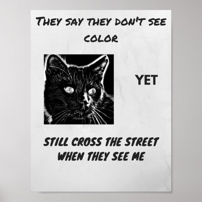 Poster superstition raciste citation de chat noir (Devant)