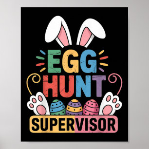 Poster Superviseur de chasse aux oeufs Bunny Paws Pâques 