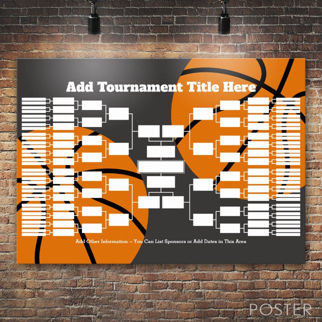 Poster Support de tournoi de basket-ball - 64 équipes (Custom Tournament Bracket)