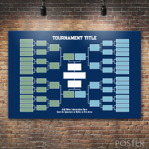Poster Support de tournoi sportif - bleu 32 équipes 4 gro