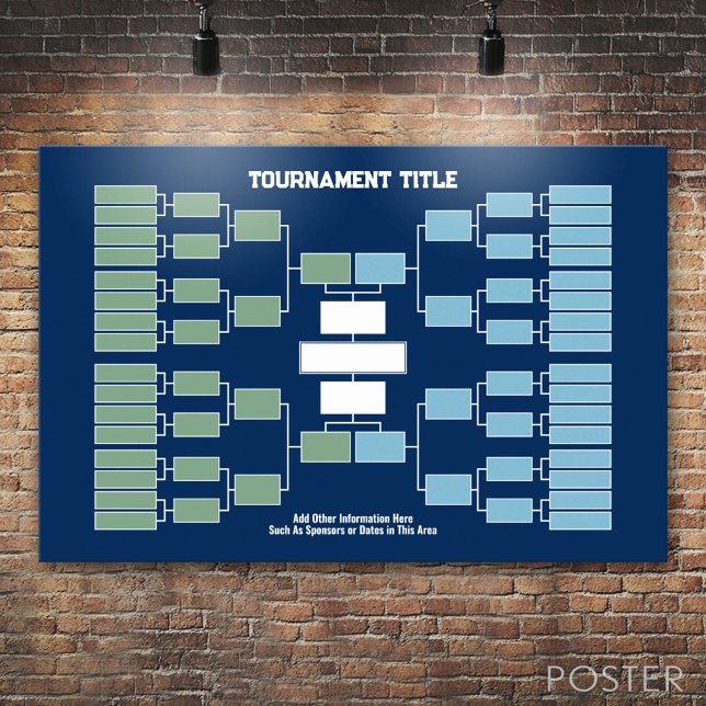 Poster Support de tournoi sportif - bleu 32 équipes 4 gro (Custom Tournament Bracket)