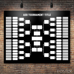 Poster Support de tournoi sportif pour 64 équipes noir