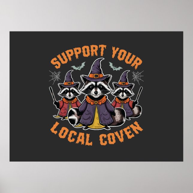 Poster Support de votre Coven Éffrayant Raccoon Halloween (Devant)