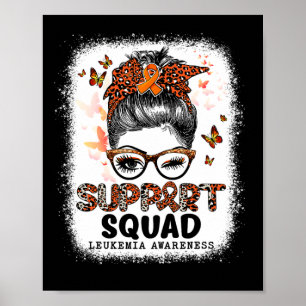 Poster Support Squad Messy Bun Butterfly Orange Ribbon Le