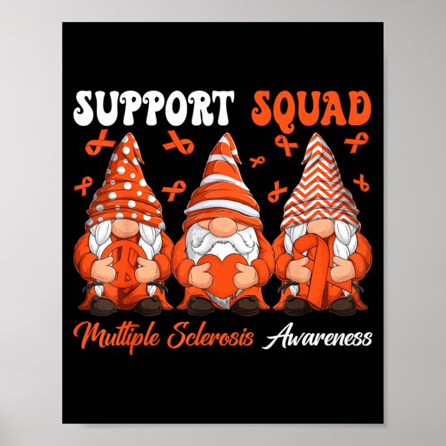 Poster Support Squad Multiple Sclerosis Gnomes With Orang (Devant)