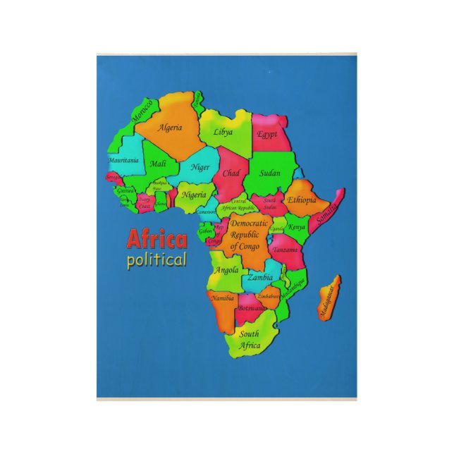 Poster Sur Bois Affiche politique de l'Afrique (Devant)