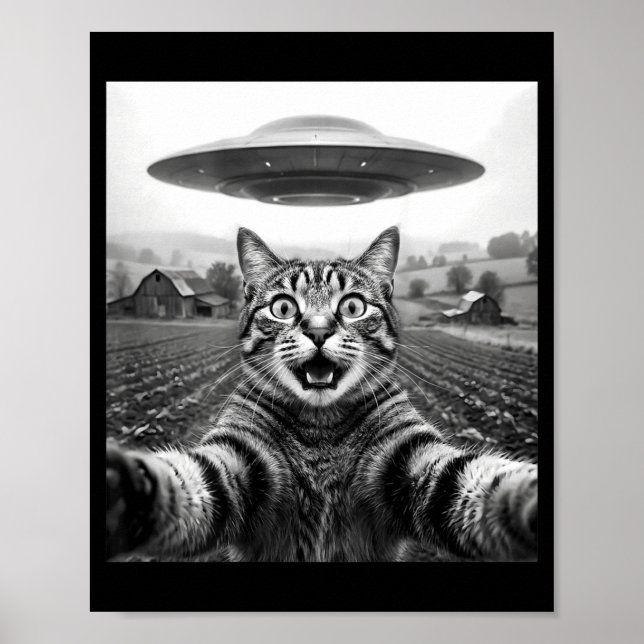Poster Sur Chat De Dos Selfie Alien Ufo (Devant)