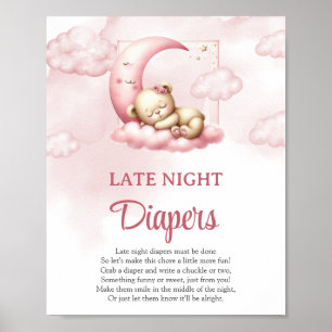 Poster Sur Cloud 9 mignon rose tard diaphe de nuit signe 