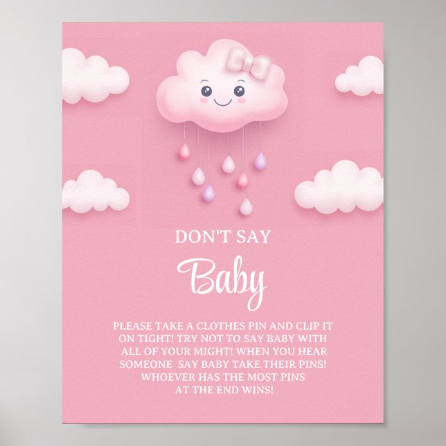 Poster Sur Cloud 9 mignonne Rose Girl ne dit pas signe de (Devant)