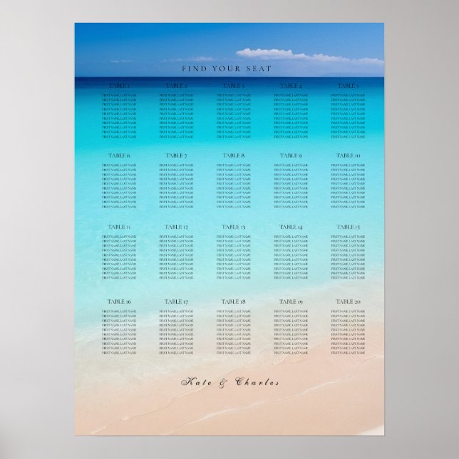 Poster Sur la carte des sièges de la plage (Devant)