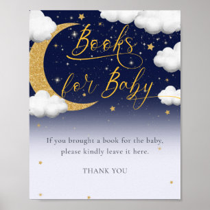 Poster Sur la Lune Baby shower Livres pour bébé signe