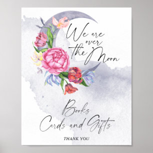 Poster Sur la lune Fleurs Baby showers Livres, Cartes