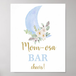 Poster Sur la luneBaby Douche garçon Momosa Panneau Bar