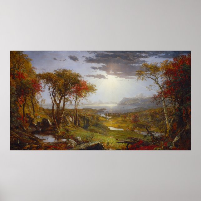 Poster Sur la rivière Hudson, 1860 (huile sur toile) (Devant)