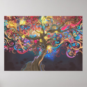 Poster sur la tapisserie de l'arbre de vie de nuit
