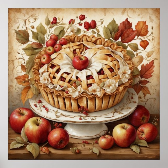Poster sur la tarte aux pommes d'automne (Devant)