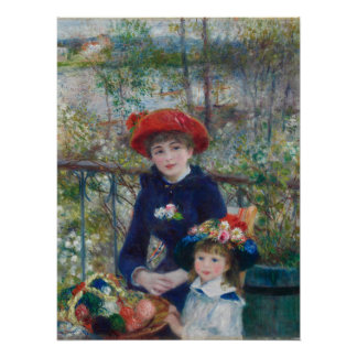Poster Sur la terrasse, portrait impressionniste, Renoir