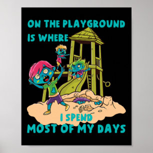 Poster Sur L'Aire De Jeu Halloween Costume Zombie