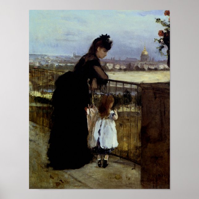 Poster Sur le balcon par Berthe Morisot (Devant)