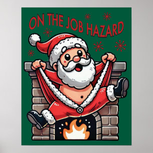Poster Sur le danger du travail Père Noël en feu
