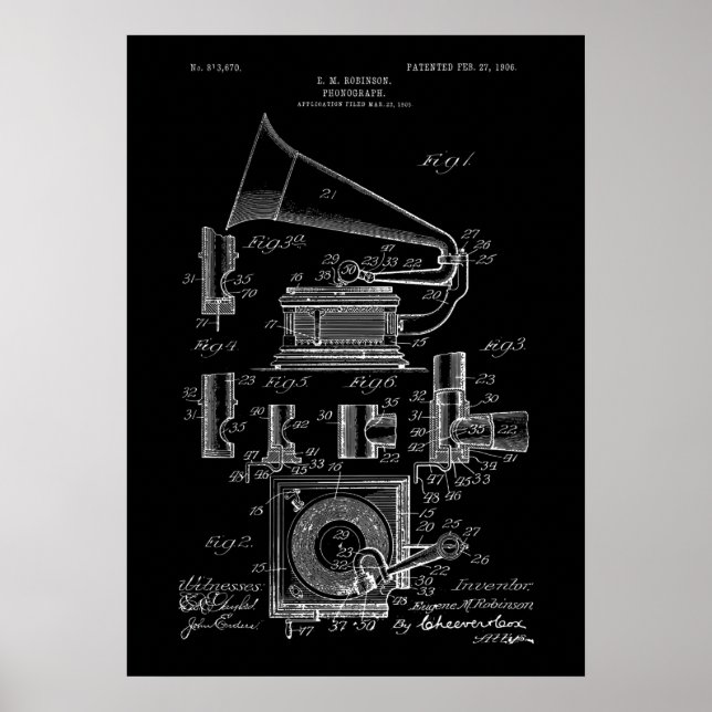 Poster sur les brevets de phonographe (Devant)