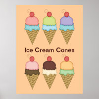 Poster sur les cônes de crème glacée aux cerises