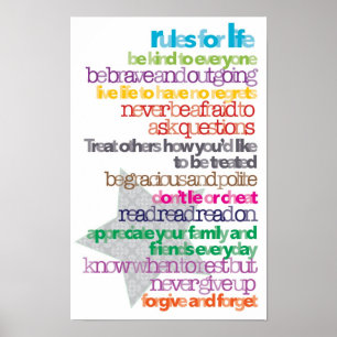 Poster sur les règles pour la vie des enfants