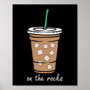 Poster Sur Les Roches Rétro Café Glacié Été Boisson Poc