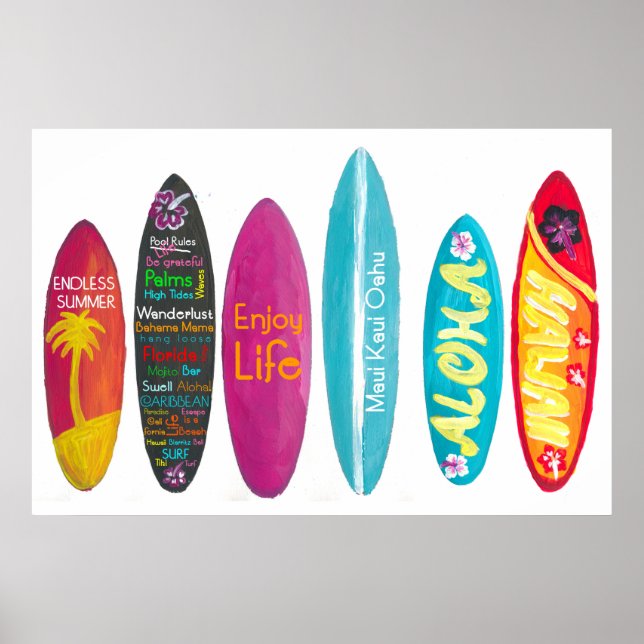 Poster Surboard Art Wall Aloha (Devant)