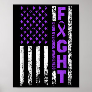Poster Surdose Sensibilisation au ruban violet Drapeau Us