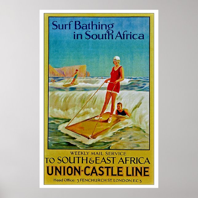 Poster Surf Baignade en Afrique du Sud (Devant)